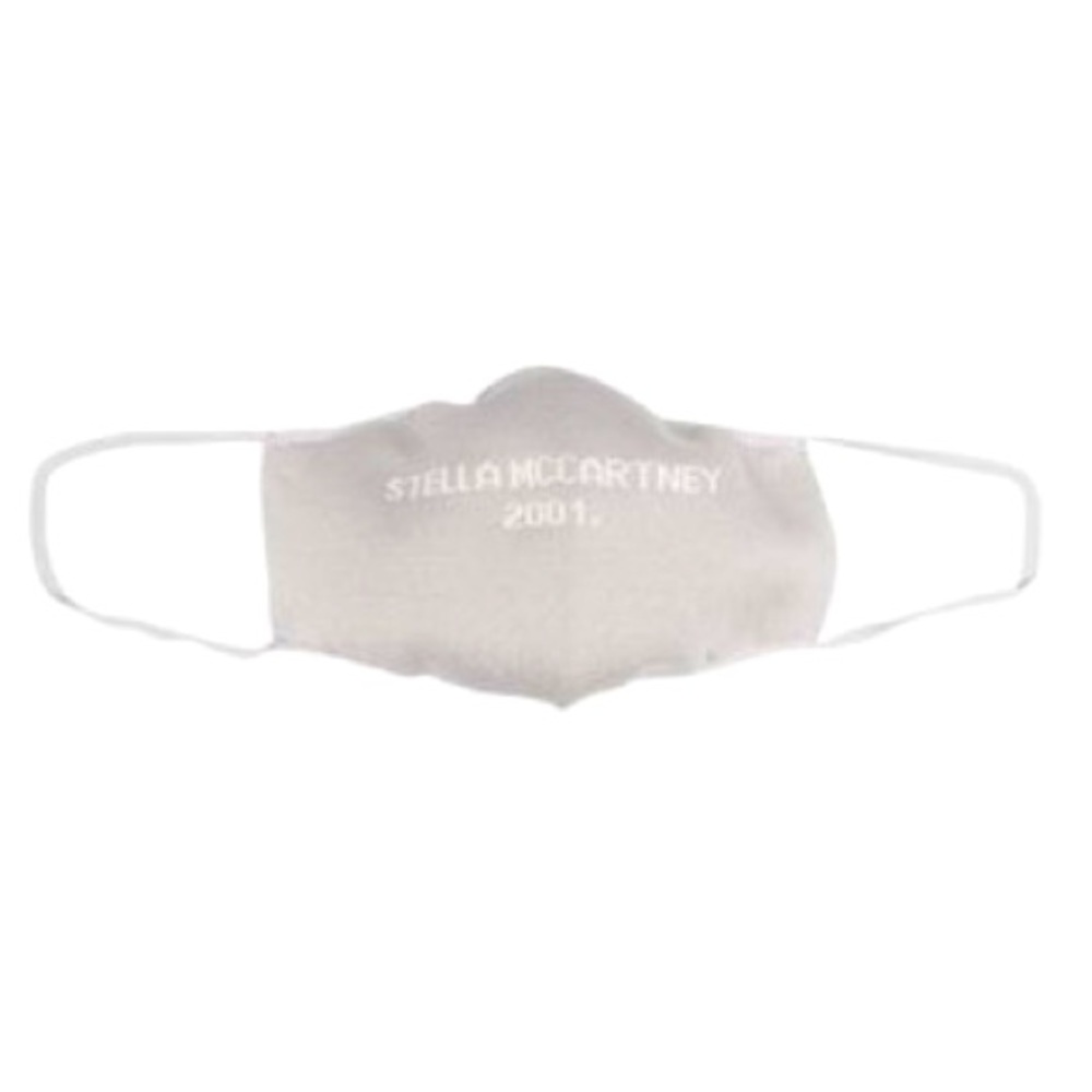 NWT STELLA MCCARTNEY LOGO KNIT FACE MASK GREY & WHITE